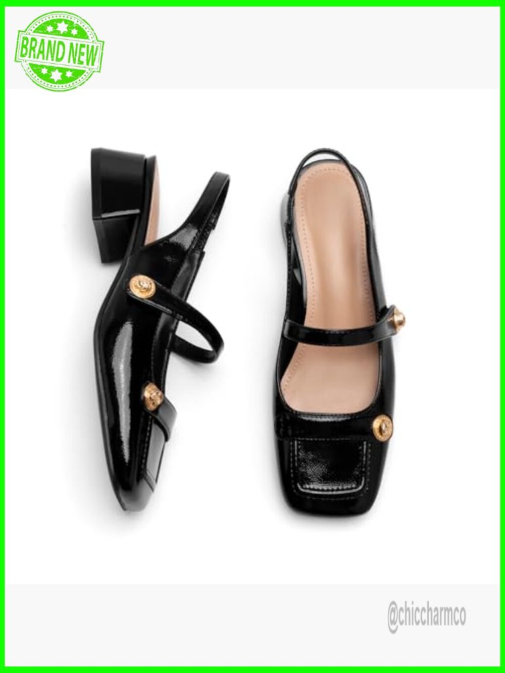 Low Block Heel Slingback Mary Jane Pumps Classic Office Dress Shoes - Picture 4 of 7